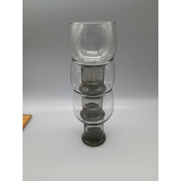 VTG Set Of 3 LIBBEY Smoke Color Roly Poly Tumblers Glasses 5.5” Tall MCM - Picture 4 of 4